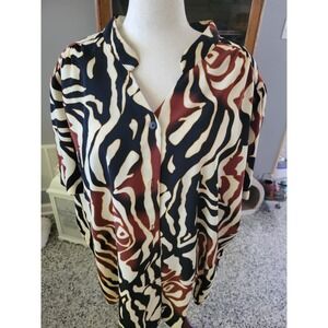 5X‎ A Personal Touch Button Down Blouse Top Zebra Print Animal Oversized